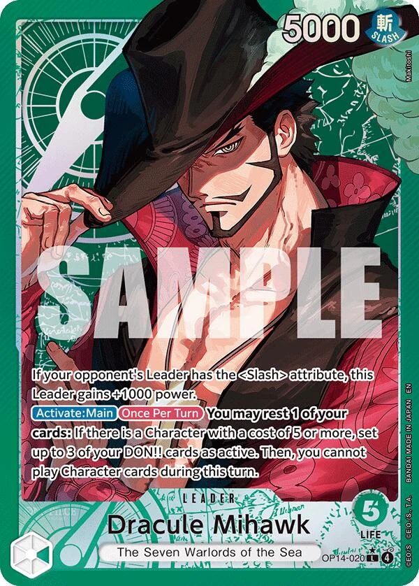 Dracule Mihawk - OP14-020 (Alternate Art) (OP14-020) (The Azure Sea's Seven)