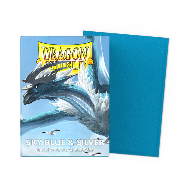 Dragon Shield: Dual Matte Sleeve - Dual Sky Blue & Silver 100Ct