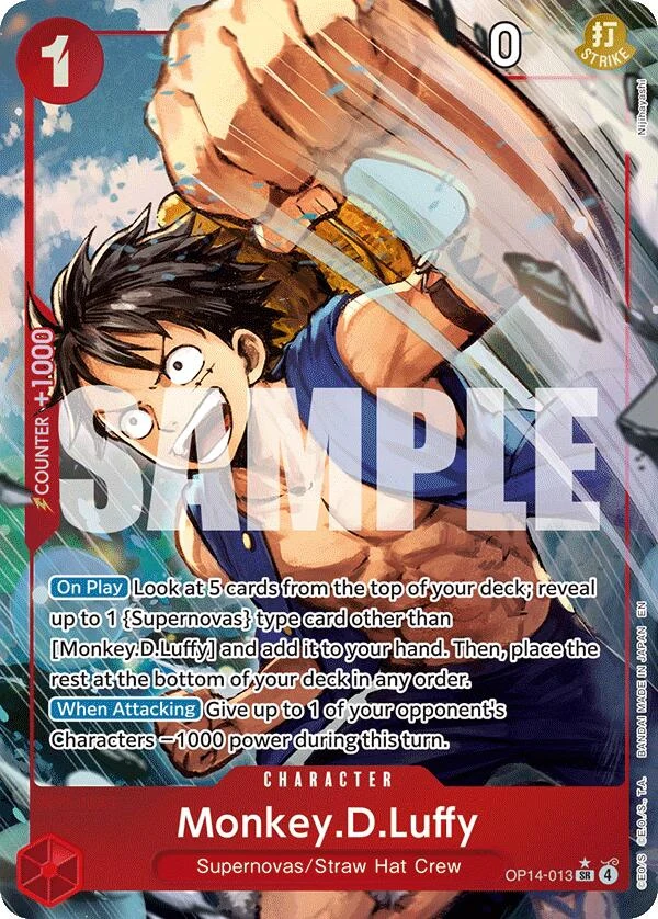 Monkey.D.Luffy - OP14-013 (Alternate Art) (OP14-013) (The Azure Sea's Seven)