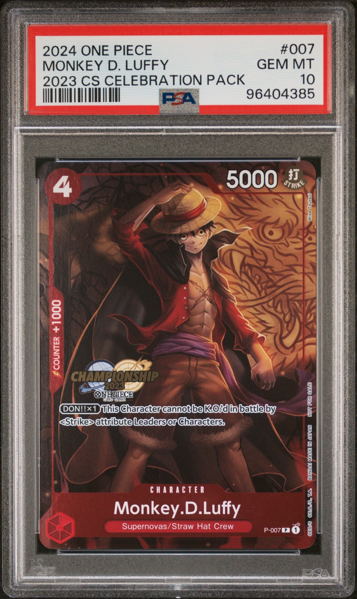PSA 10 - 2023 Championship Pack - Monkey D. Luffy #007