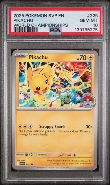 PSA 10 - 2025 World Champions  - Pikachu #225