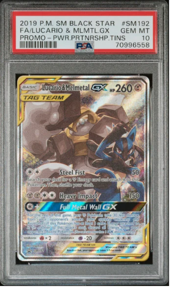 PSA 10 - Black Star Promo - Lucario & Melmetal GX #SM192