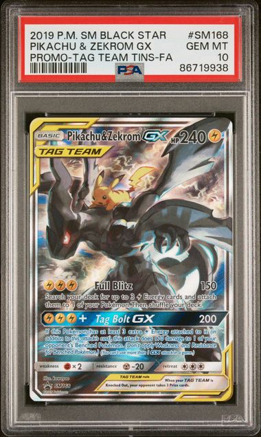 PSA 10 - Black Star Promo - Pikachu & Zekrom GX #SM168