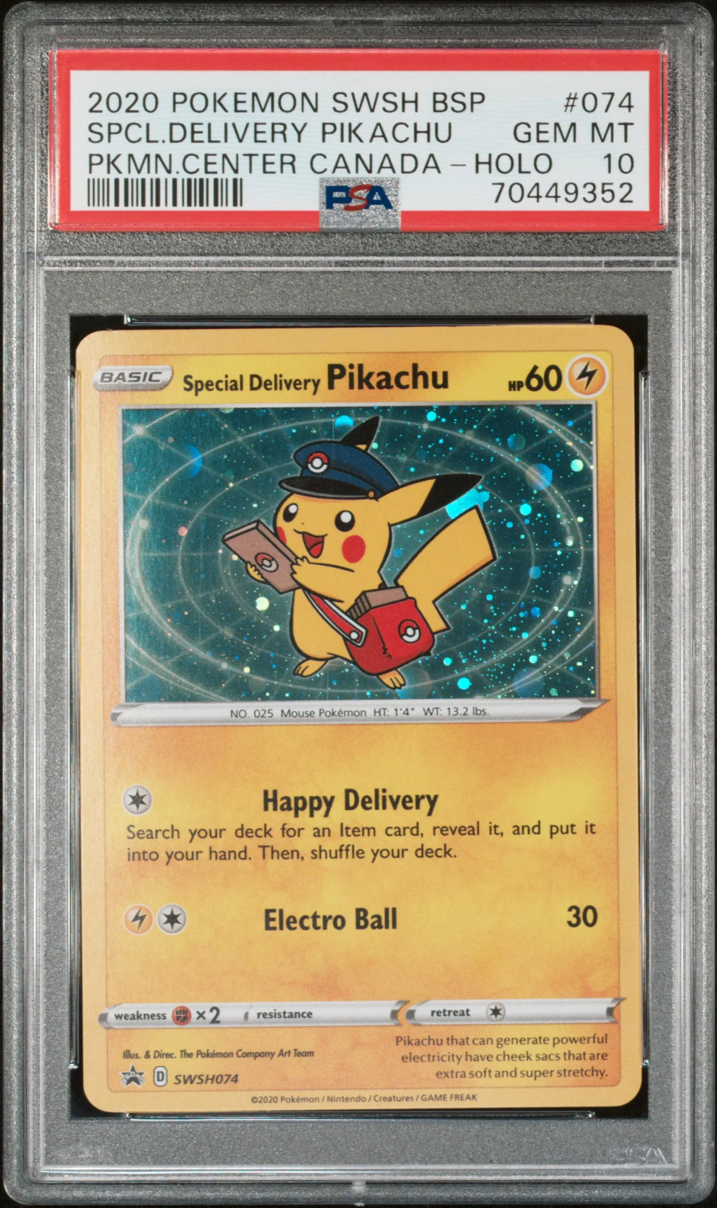 PSA 10 - Black Star Promo - Special Delivery Pikachu #074