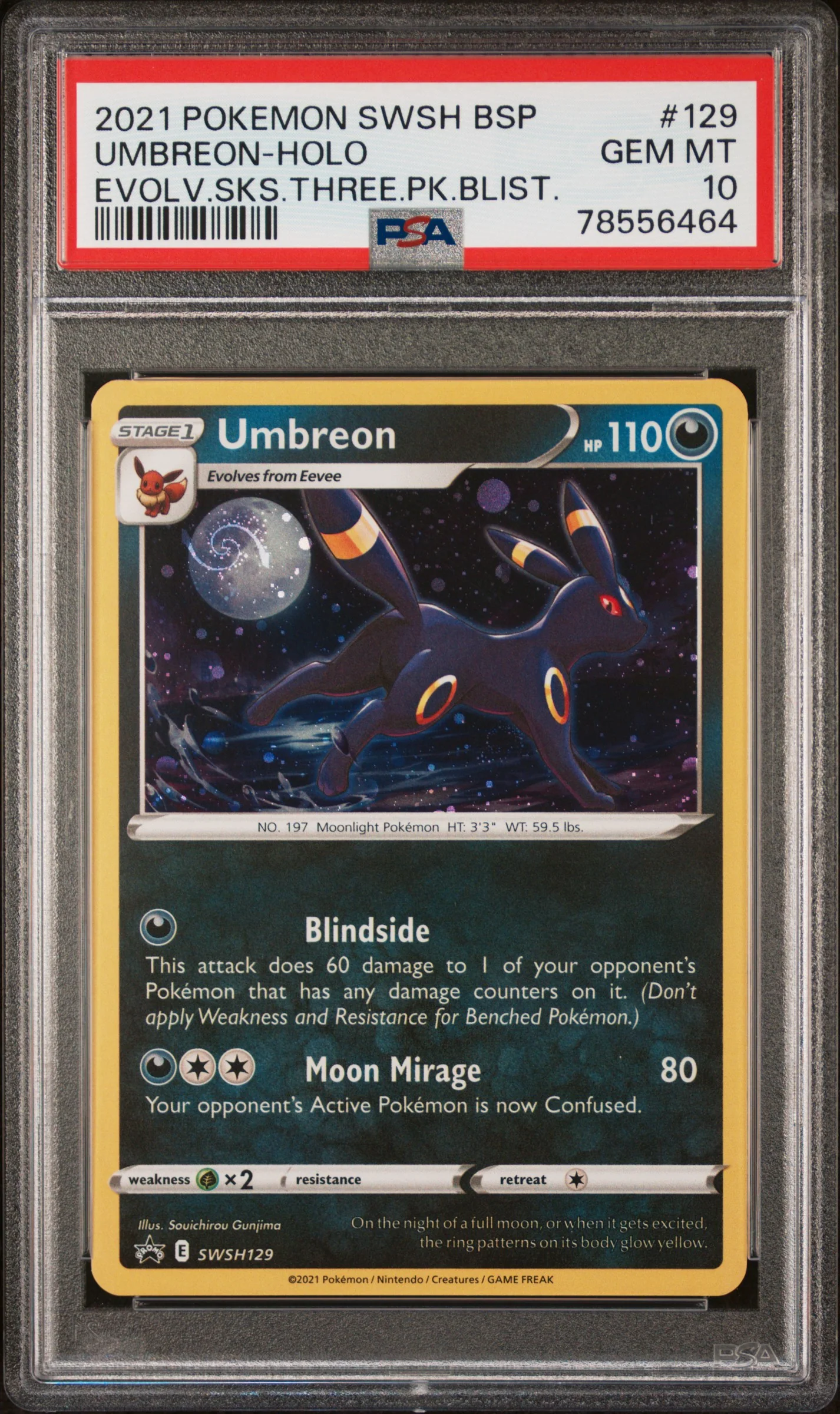PSA 10 - Black Star Promo - Umbreon Holo #129