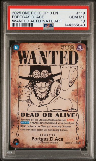 PSA 10 - Carrying On His Will  - Portgas.D.Ace Wanted Poster #119