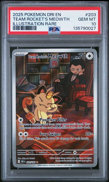 PSA 10 - Destined Rivals - Team Rocket's Meowth #203