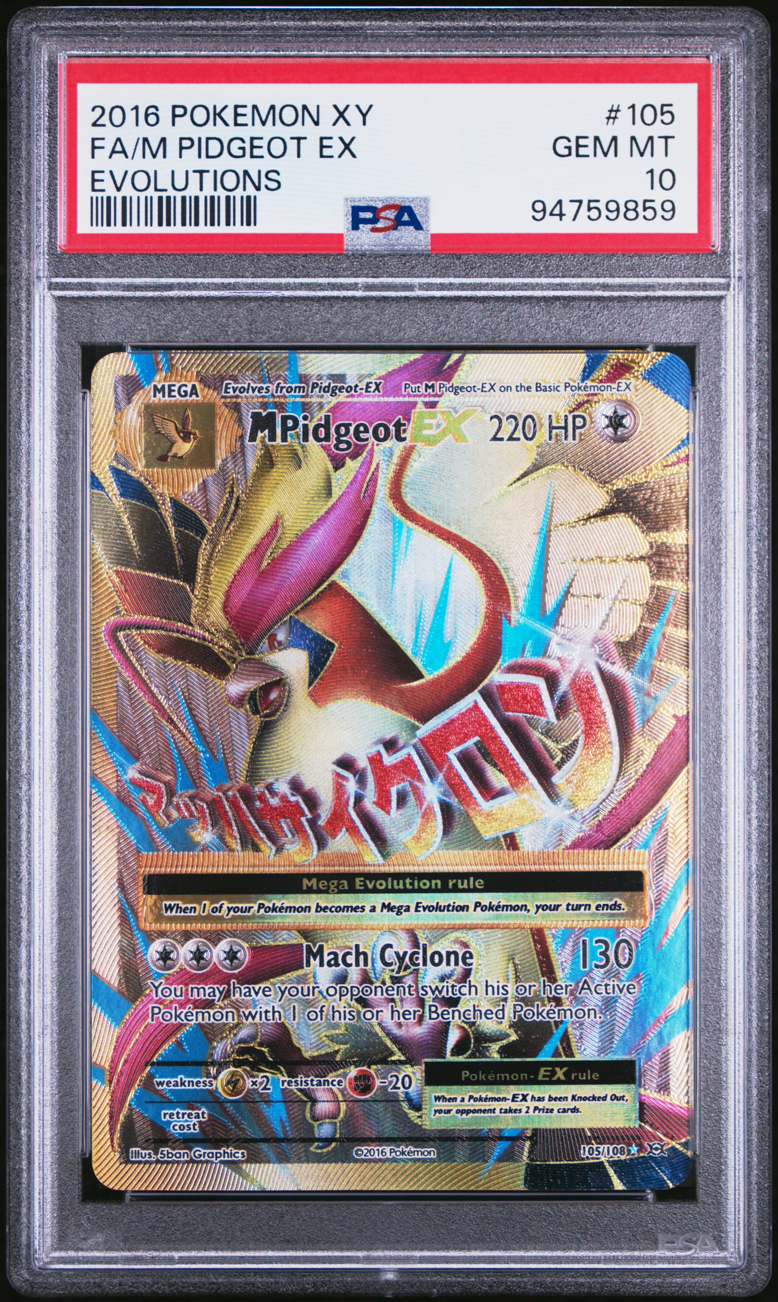 PSA 10 - Evolutions - M Pidgeot Ex #105