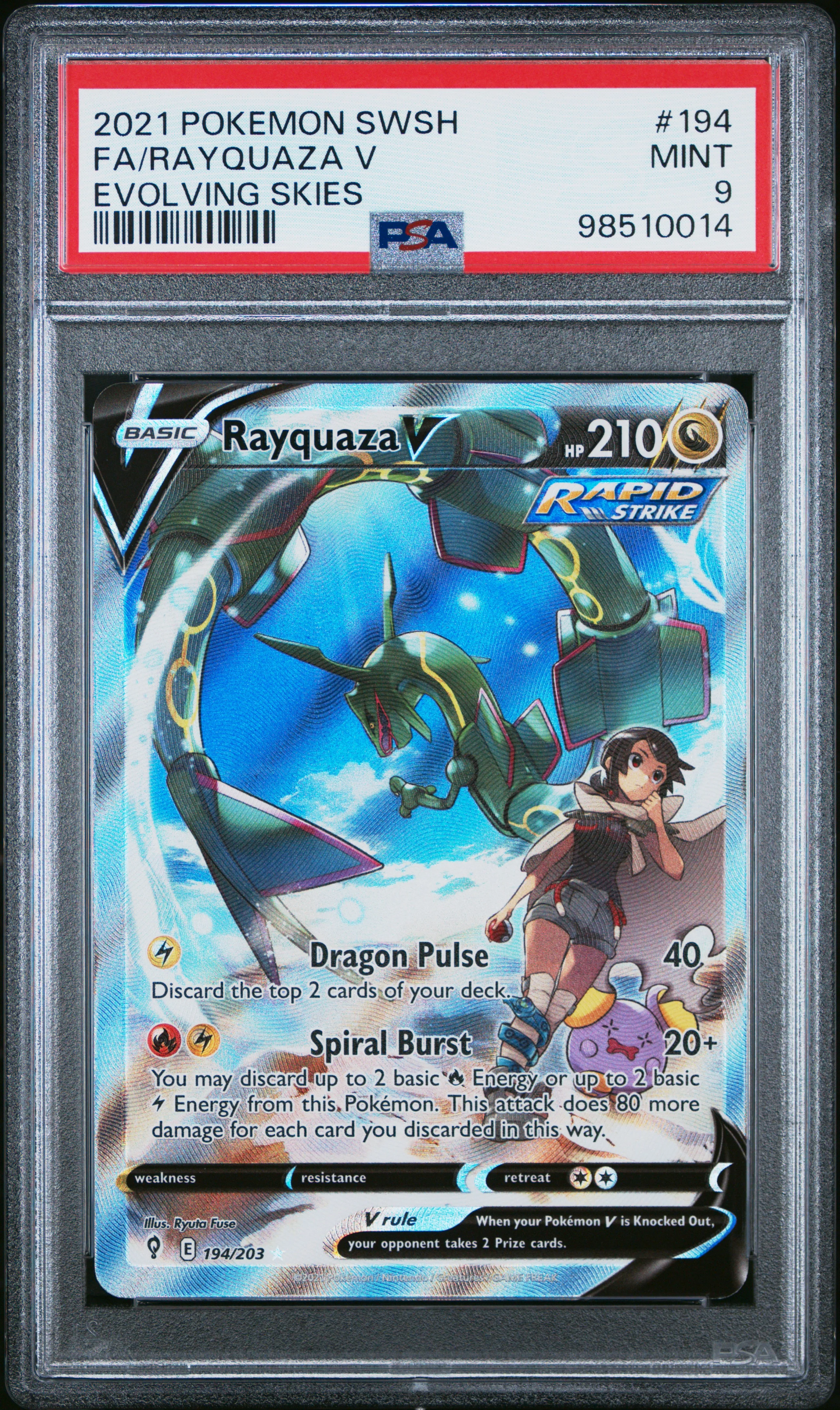 PSA 9 - Evolving Skies - Rayquaza V #194