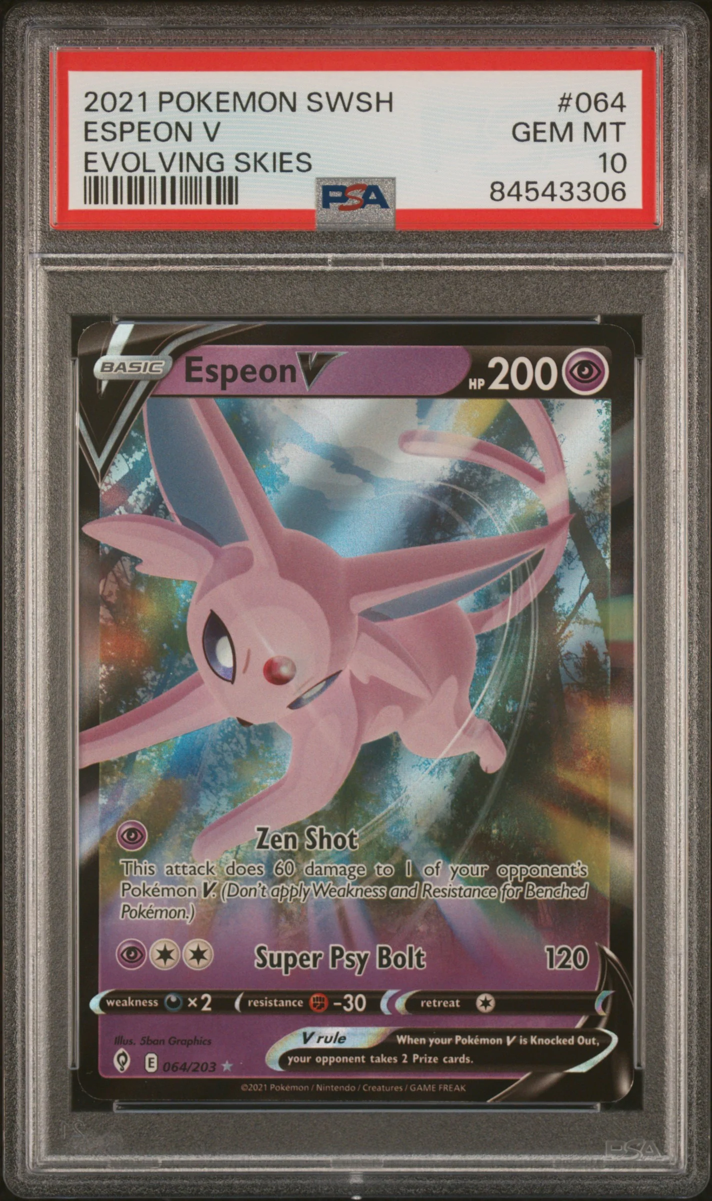 PSA 10 - Evolving Skies - Espeon V #064