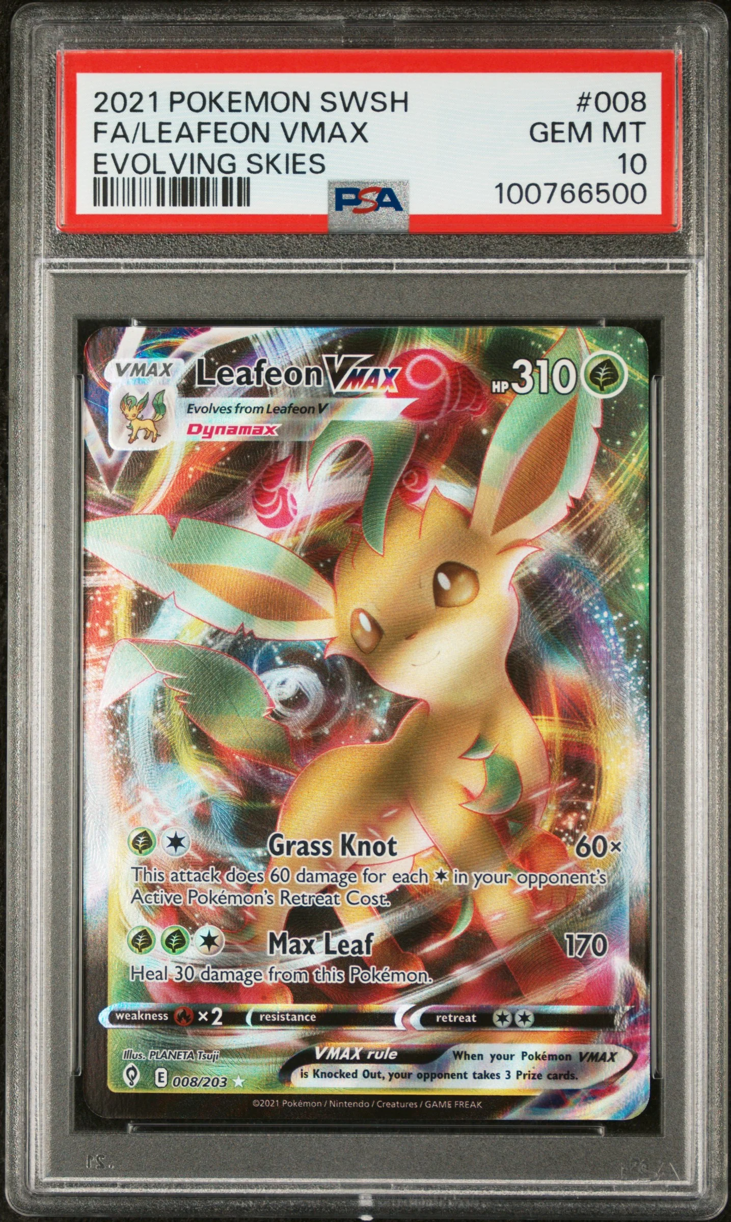 PSA 10 - Evolving Skies - Leafeon VMAX #008