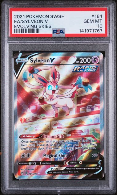 PSA 10 - Evolving Skies - Sylveon V #184