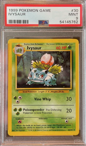 PSA 9 - Base Set Unlimited - Ivysaur #30