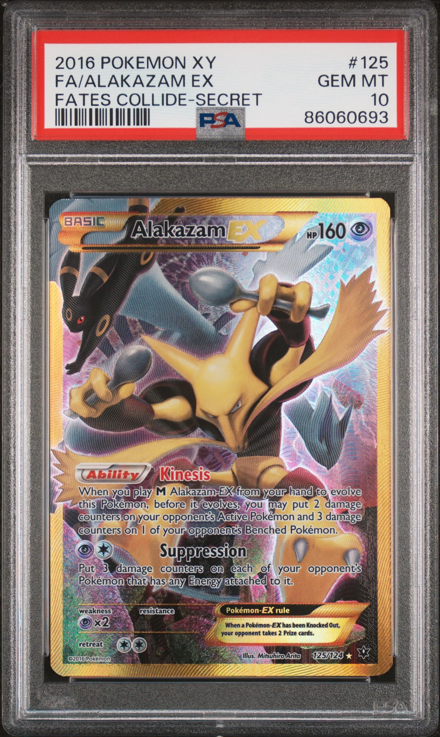 PSA 10 - Fates Collide - Alakazam Ex #125