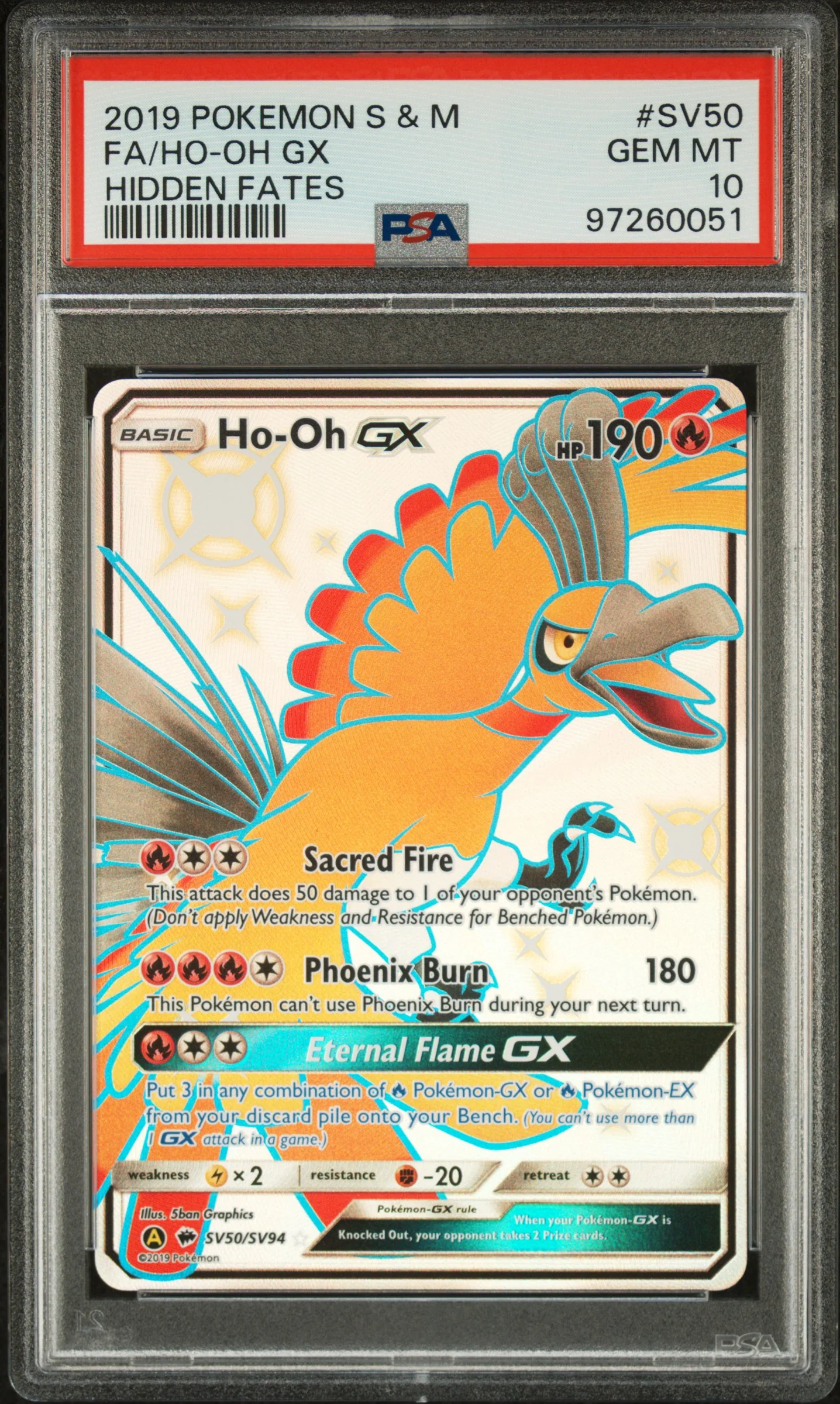 PSA 10 - Hidden Fates - Ho-Oh Gx #SV50