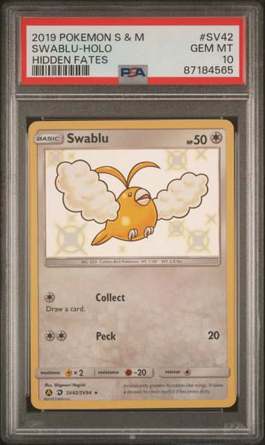 PSA 10 - Hidden Fates - Swablu #SV42