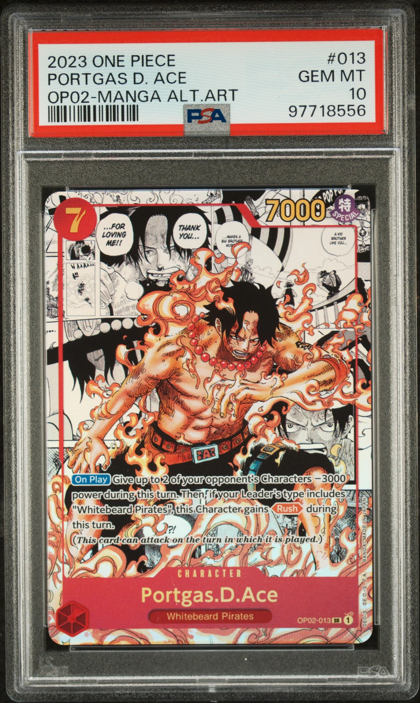 PSA 10 - OP02 - Portgas D. Ace (Manga)( Scratches on Slab) #013