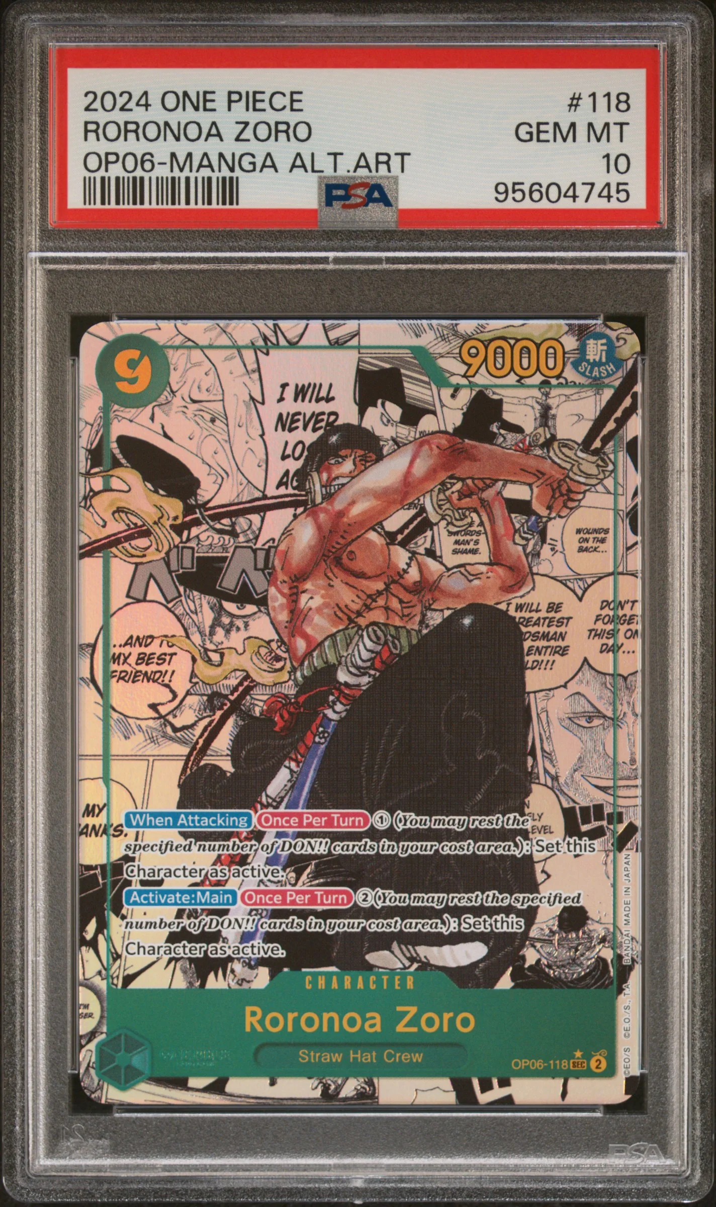 PSA 10 - OP06 - Roronoa Zoro (Manga) #118