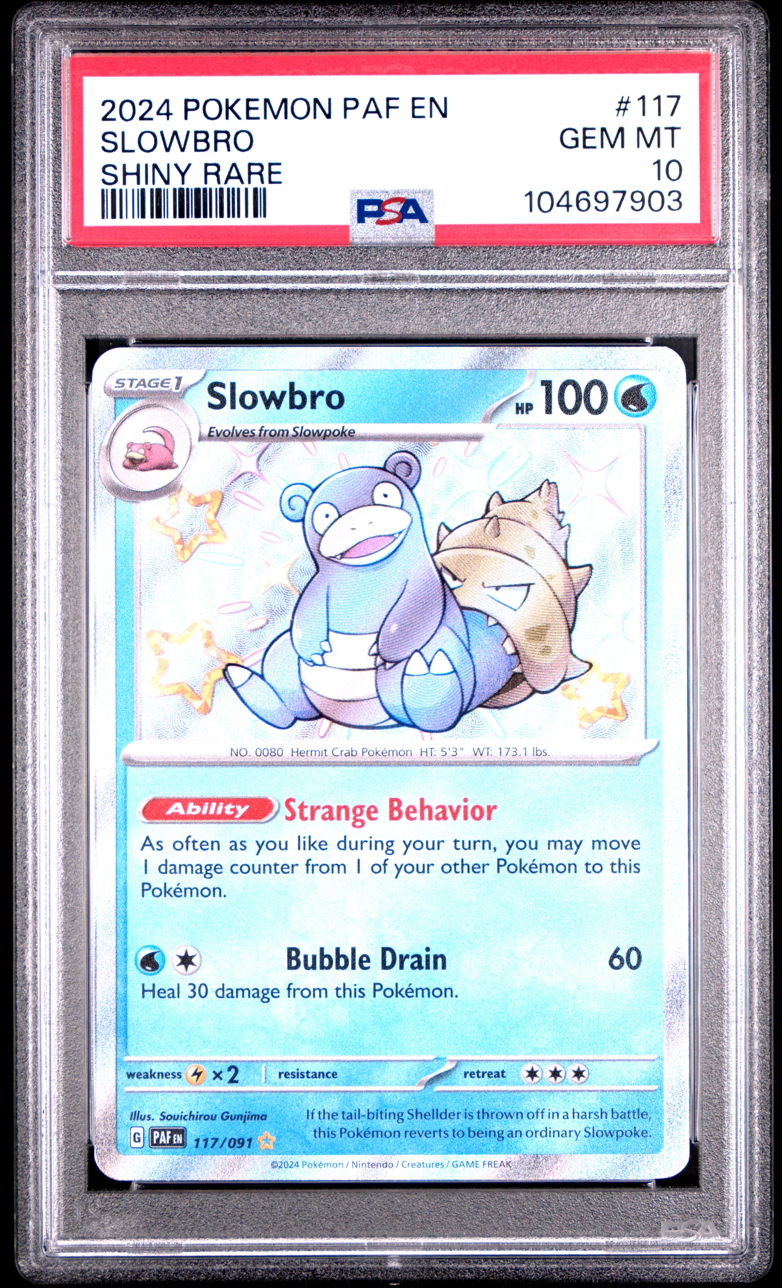 PSA 10 - Paldean Fates - Slowbro Shiny Rare #117