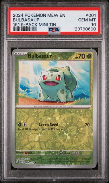 PSA 10 - Pokemon 151 - Bulbasaur #001 5-Pack Tin