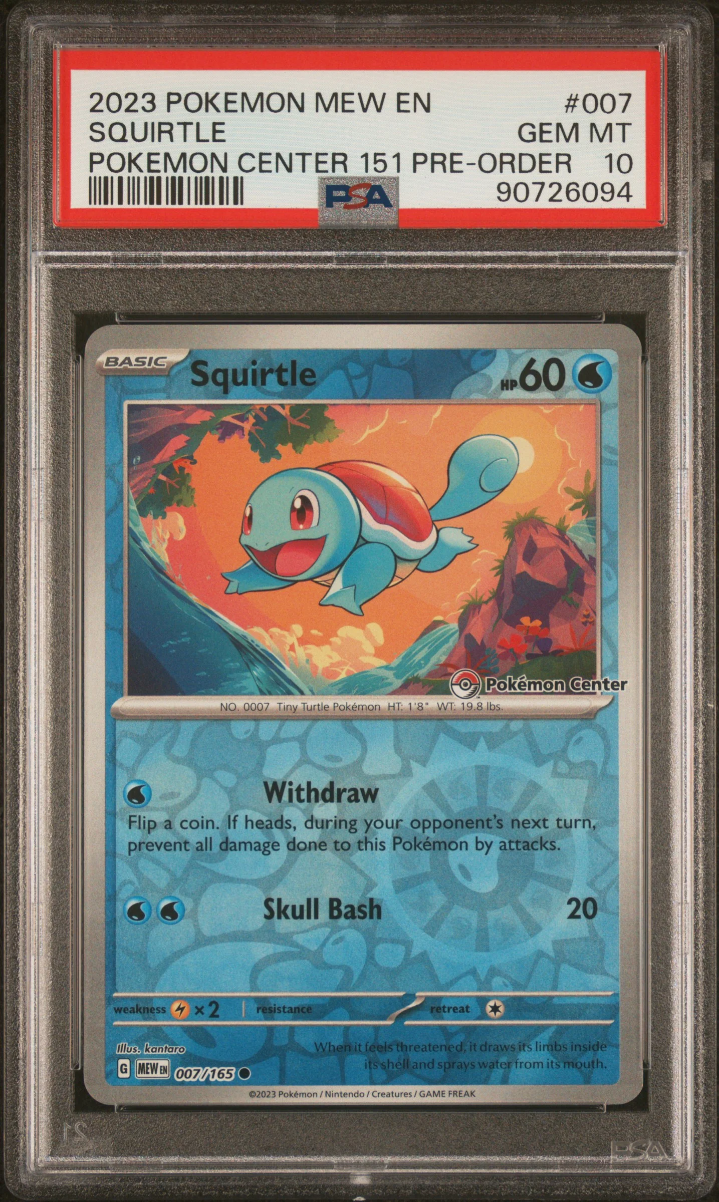 PSA 10 - Pokemon 151 - Squirtle Pokemon Center Pre-Order #007