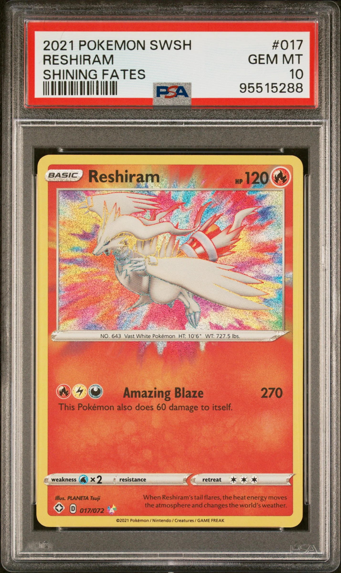 PSA 10 - Shining Fates - Reshiram #017
