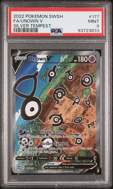 PSA 9 - Silver Tempest - Unown V #177