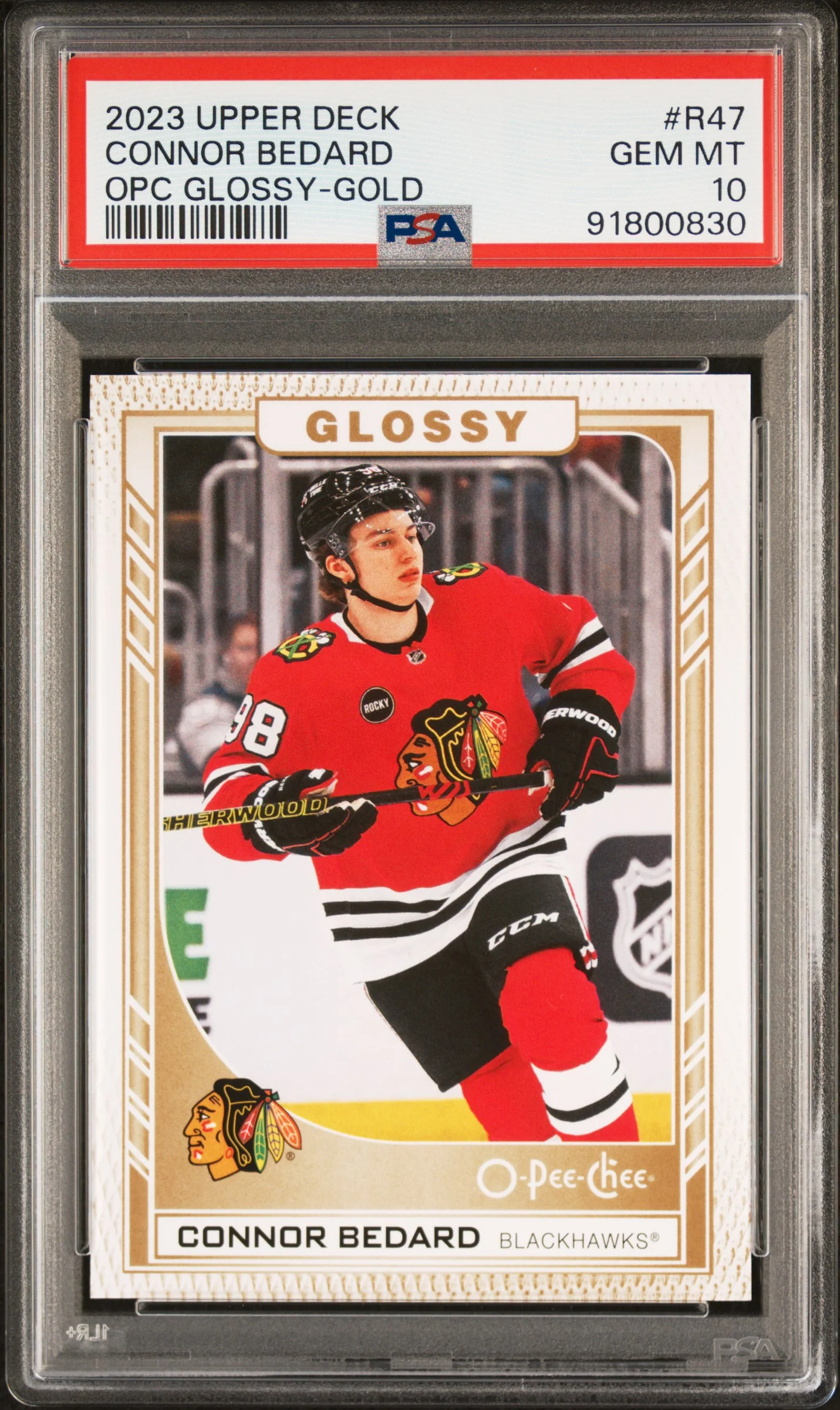 PSA 10 Upper Deck Connor Bedard - Glossy Gold #R47