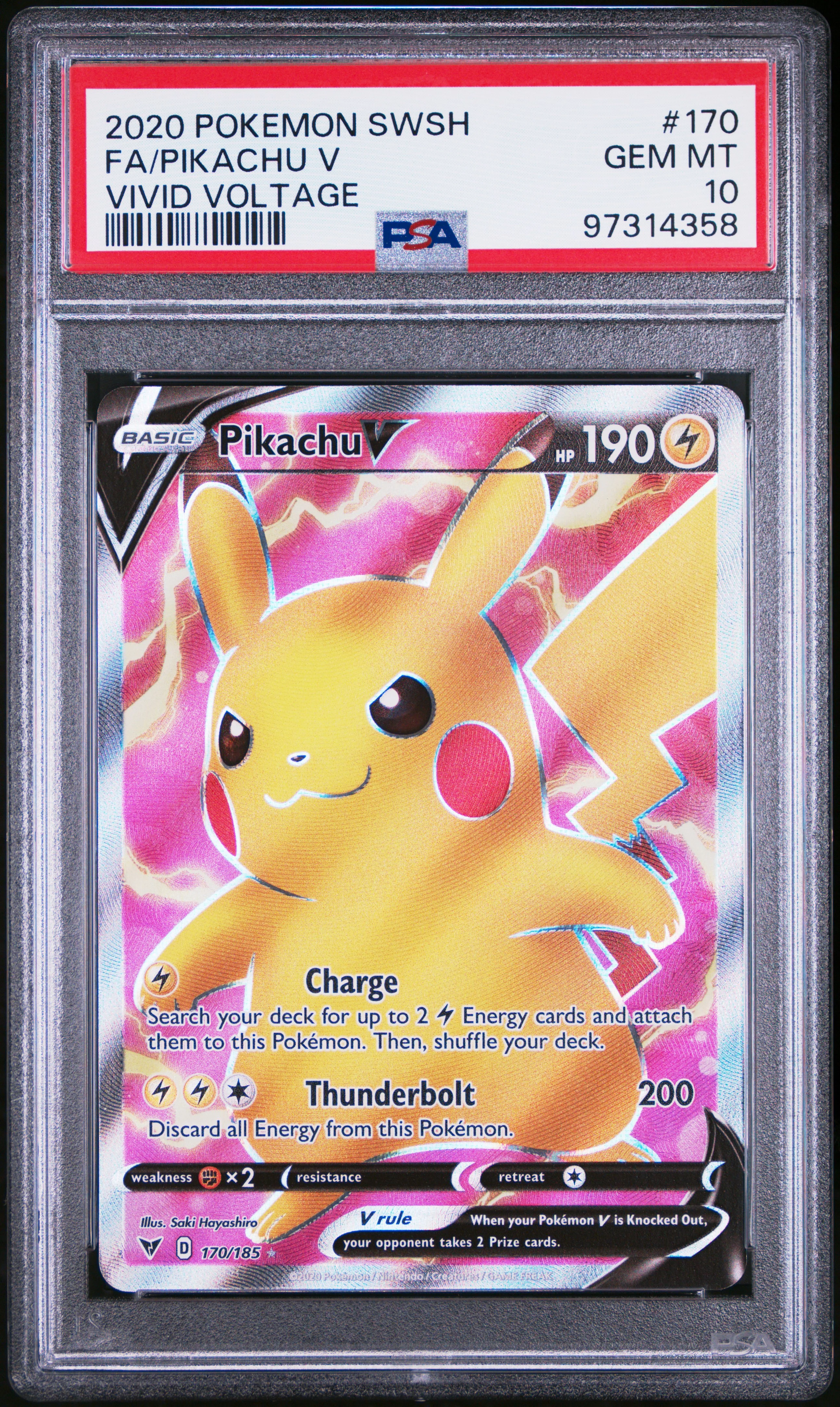PSA 10 - Vivid Voltage - Pikachu V - #170