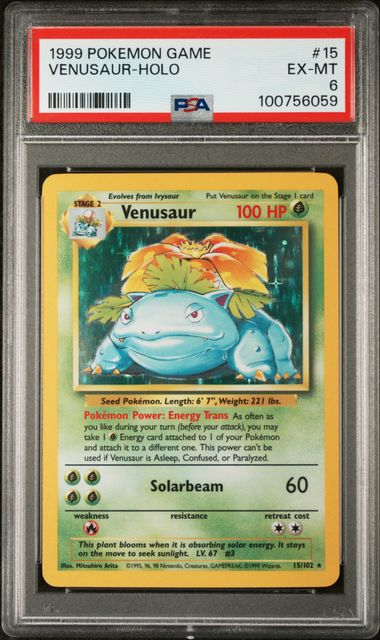 PSA 6  - 1999 Pokemon Base - Venusaur Holo - #15