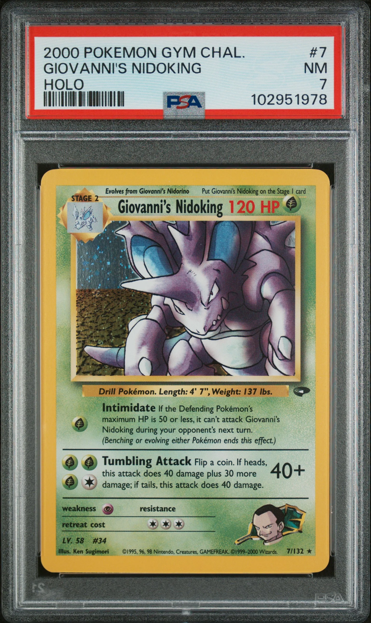 PSA 7 - Gym Challenge - Giovanni's Nidoking Holo #7