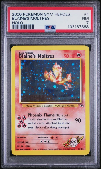 PSA 7- Gym Heroes - Blaine's Moltres Holo - #1