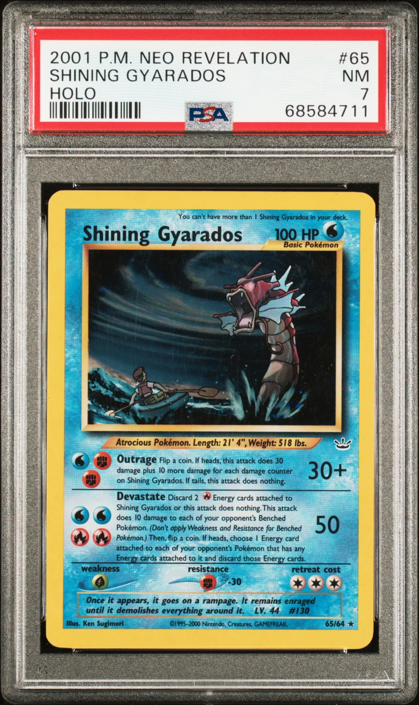 PSA 7 - Neo Revelation - Shining Gyarados Holo #65