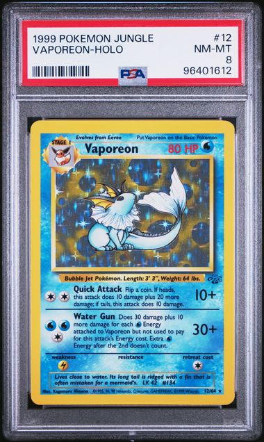 PSA 8 - 1999 Jungle - Vaporeon Holo - #12
