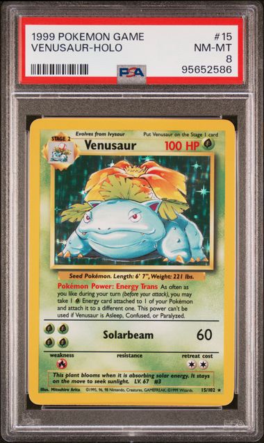 PSA 8 - 1999 Pokemon Base - Venusaur Holo - #15