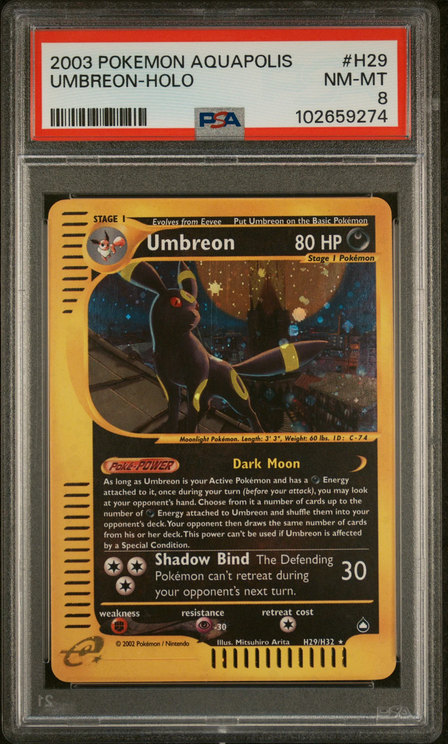 PSA 8 - Aquapolis - Umbreon Holo #H29