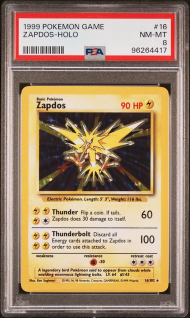 PSA 8 - Base Set Unlimited - Zapdos Holo #16