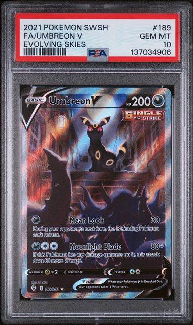PSA 10 - Evolving Skies - Umbreon V #189
