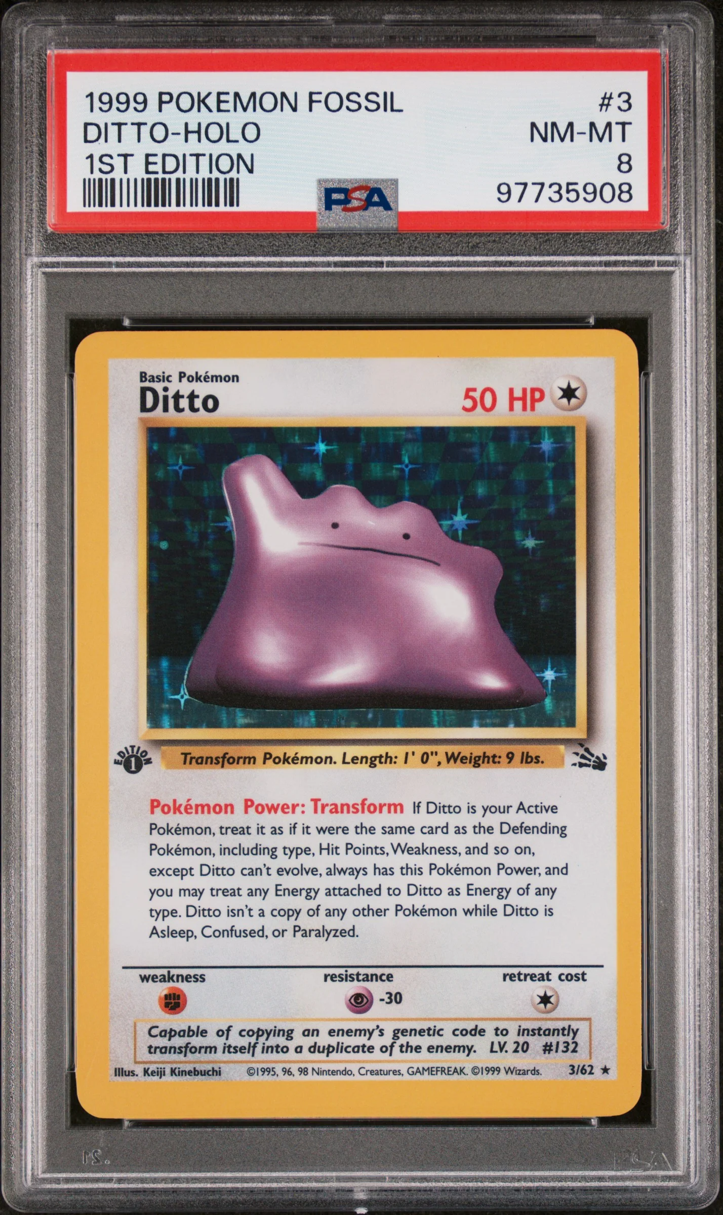PSA 8 - Fossil 1st Edition  - Ditto Holo #3