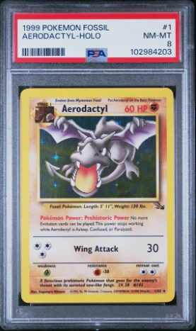 PSA 8 - Fossil Unlimited - Aerodactyl Holo #1