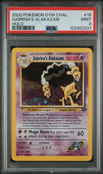 PSA 9 - Gym Challenge Unlimited - Sabrina's Alakazam - #16