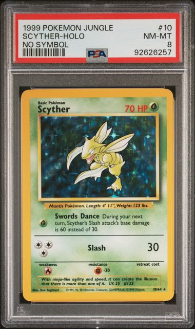 PSA 8 - Jungle - Scyther Holo No Symbol #10