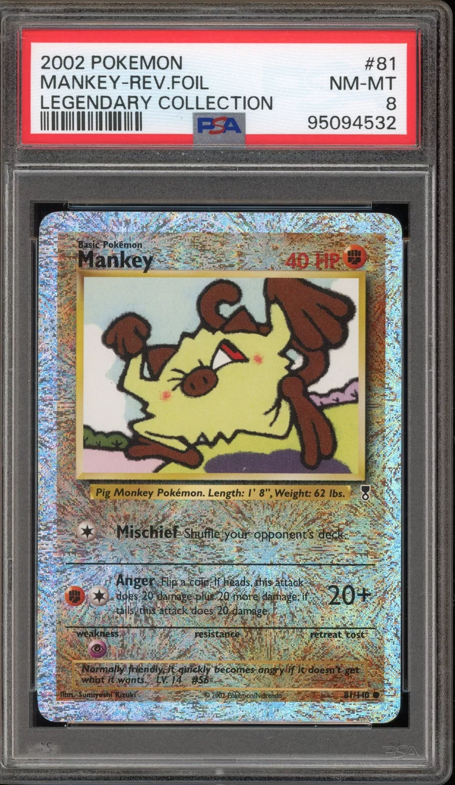 PSA 8 - Legendary Collection - Mankey Reverse Foil #81