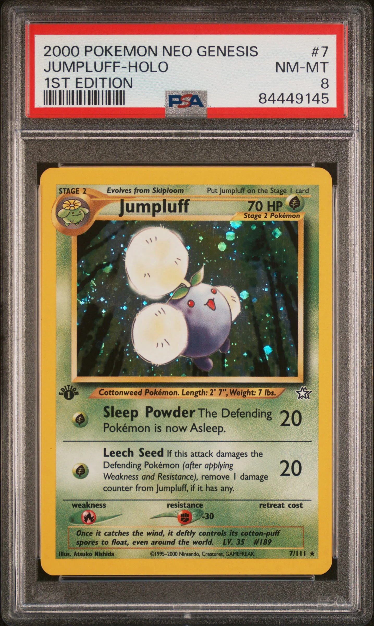 PSA 8 - Neo Genesis 1st Edition - Jumpluff Holo #7