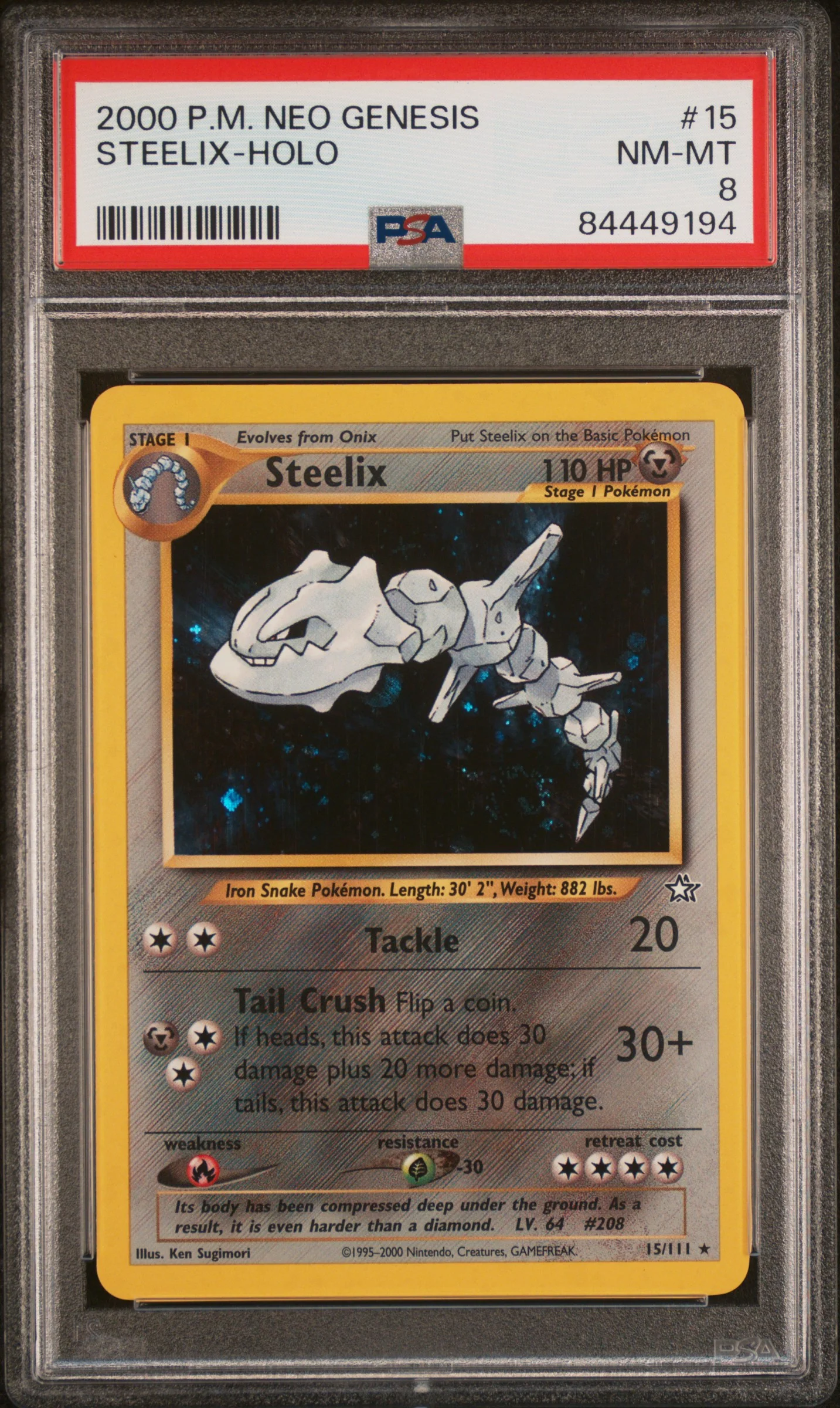 PSA 8 - Neo Genesis Unlimited - Steelix Holo #15