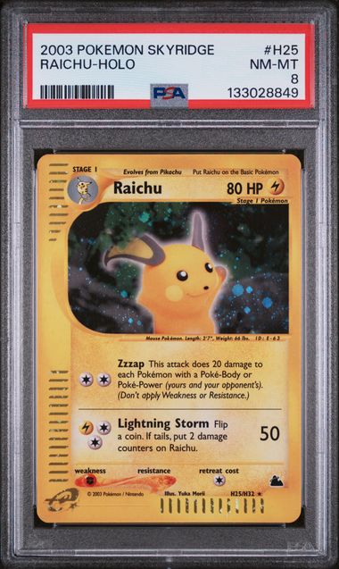 PSA 8 - Skyridge - Raichu Holo #H25