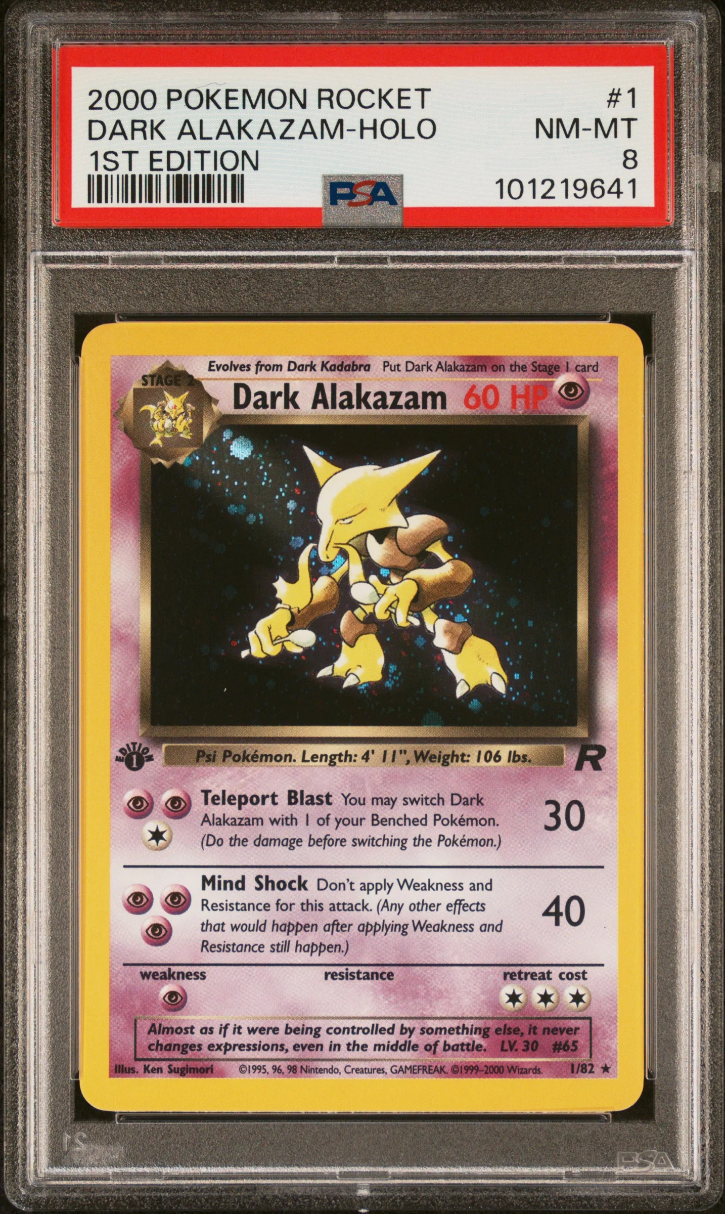 PSA 8 - Team Rocket 1st Edition  - Dark Alakazam Holo #1