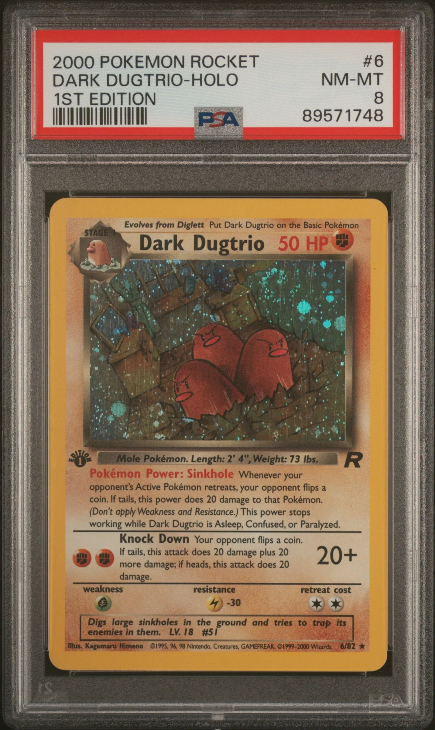 PSA 8 - Team Rocket 1st Edition - Dark Dugtrio Holo #6