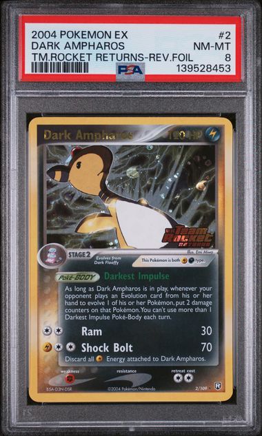 PSA 8 - Team Rocket Returns - Dark Ampharos Reverse Holo #2