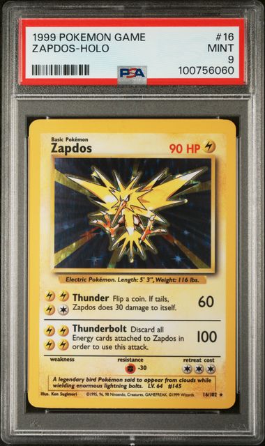 PSA 9 - 1999 Base Set - Zapdos Holo #16